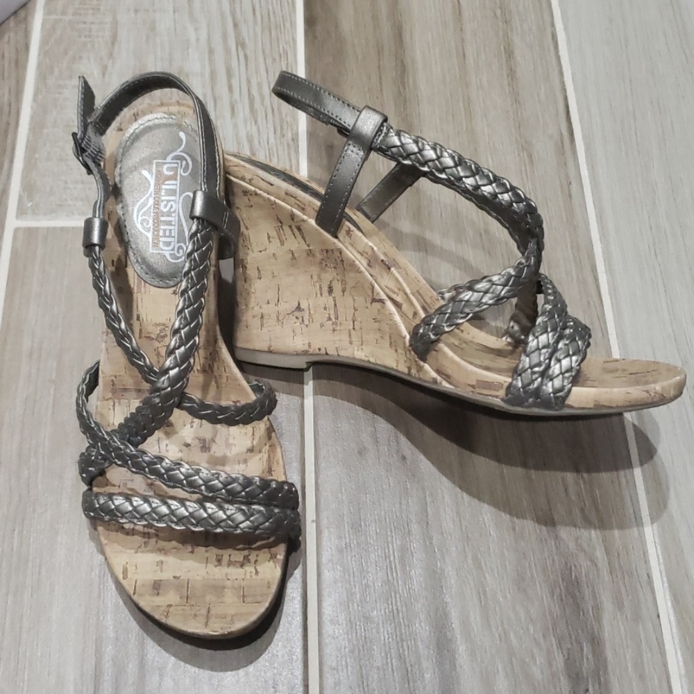 Unlisted pewter wedge sandals